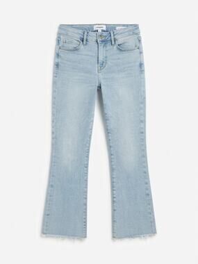 Frame Le Crop Mini Boot Jeans Yorba Chew Light Wash Raw Hem Size 25 Casual Chic